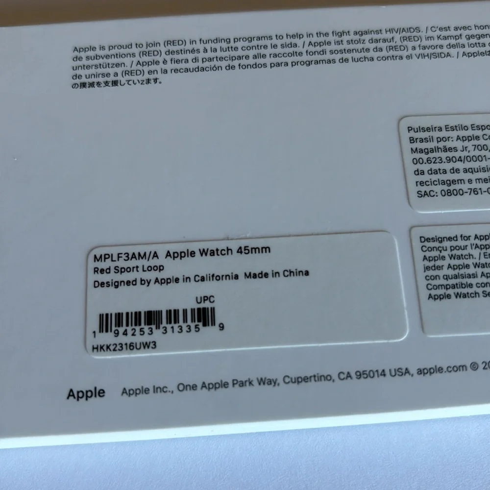 Apple Sport Red Sport Loop for Apple Watch, 45mm